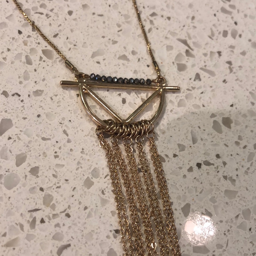 Gold Tassle/Fringle Statement Necklace